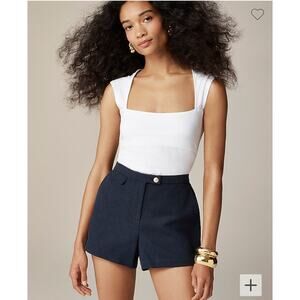 NWT J CREW Squareneck cap-sleeve top in stretch cotton blend White Size S